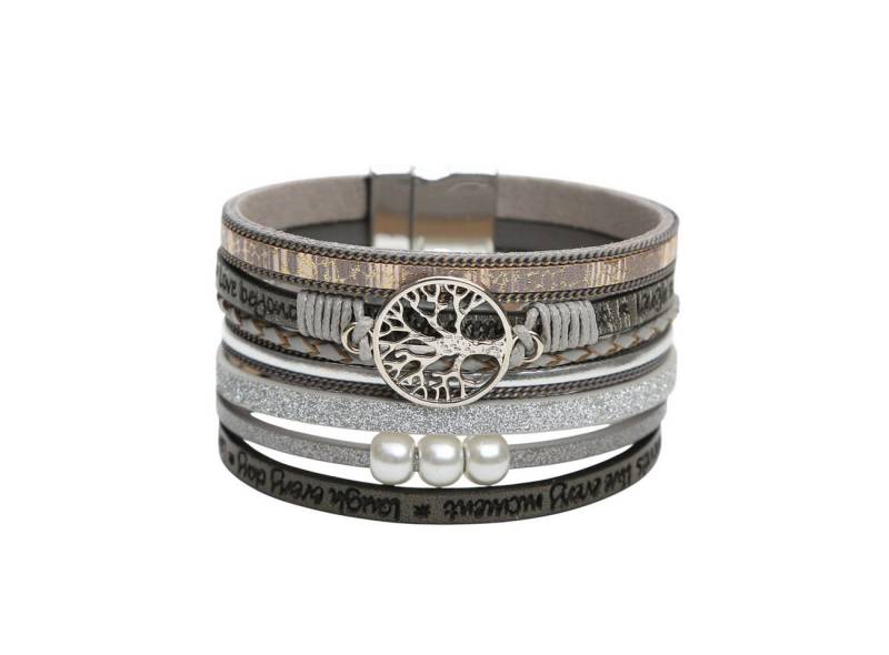 KARMA Armband Damen Wickelarmband mit Lebensbaum Anhänger (Damenschmuck Armschmuck, Boho Schmuck in verschiedenen Farben), Magnetverschluss, PU-Leder Armband mit Spruch von KARMA