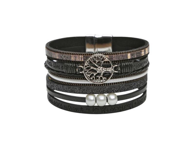 KARMA Armband Damen Wickelarmband mit Lebensbaum Anhänger (Damenschmuck Armschmuck, Boho Schmuck in verschiedenen Farben), Magnetverschluss, PU-Leder Armband mit Spruch von KARMA