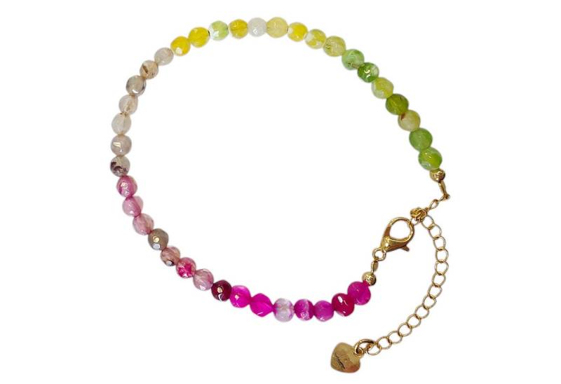 KARMA Armband Damenarmband Achat Edelstein Gold bunt Legierung (Geschenk für sie Edelsteinarmband, modern Armband Damen, Edelsteinschmuck), verstellbar filigranes Design von KARMA