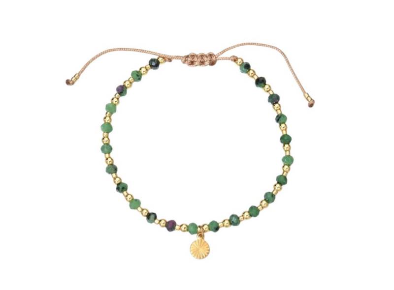 KARMA Armband Damenarmband Achat Edelstein Grün oder Rosa Gold (Edelsteinarmband, Armband Damen Geschenk für sie), Edelstahl filigranes Design modern von KARMA