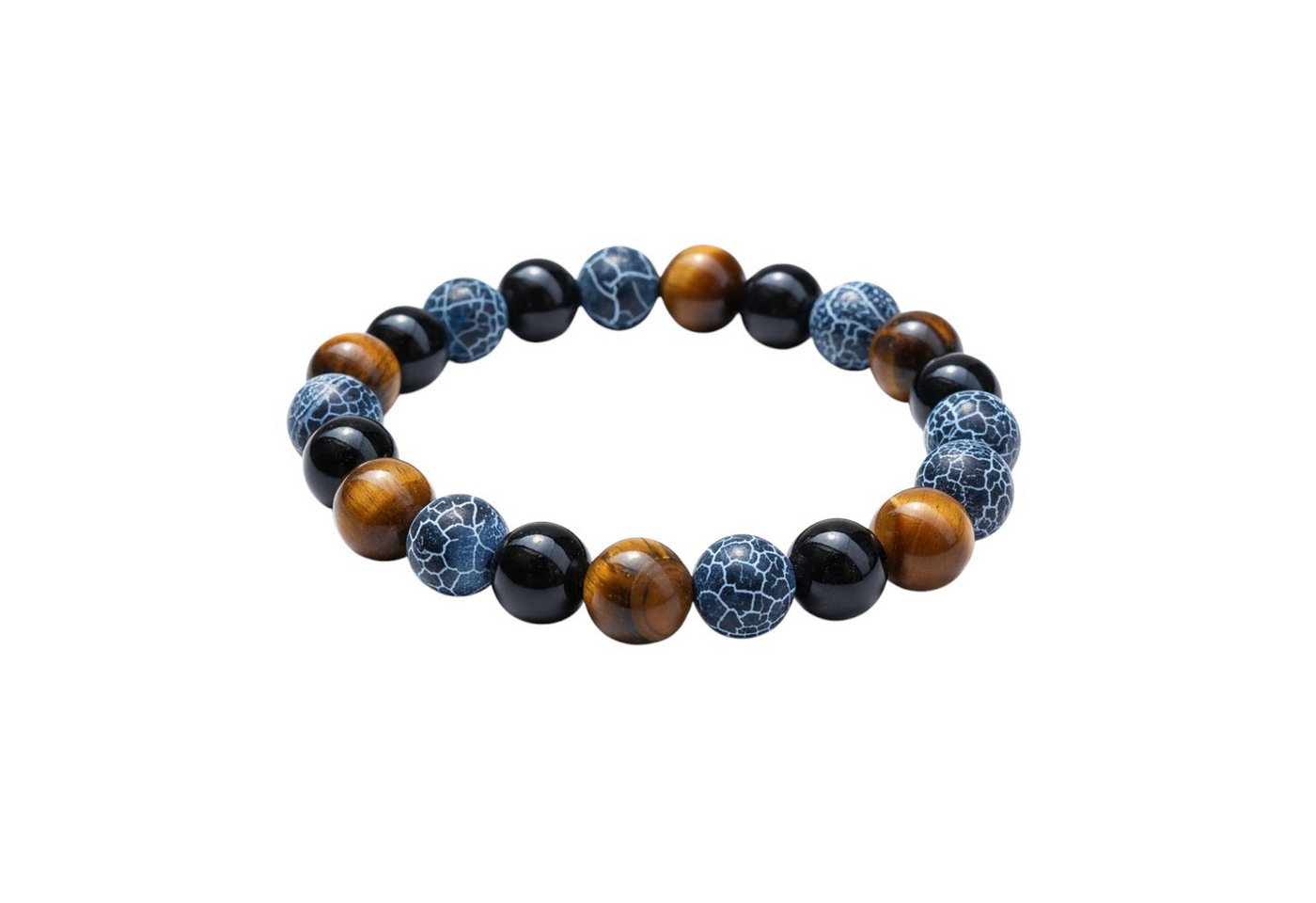 KARMA Armband Naturstein Damen Herren Edelsteinarmband (Geschenk für sie ihn Steinarmband, dehnbar modern Armband), Obsidian Tigerauge Grau Braun von KARMA