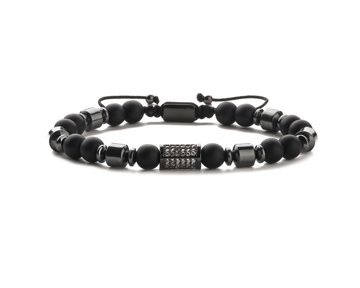 KARMA Armband Schwarz Zirkone Metall Herren Edelsteinarmband modern Herrenarmband (Geschenk für Ihn, Metallarmband), Zugverschluss Herrenschmuck modern von KARMA
