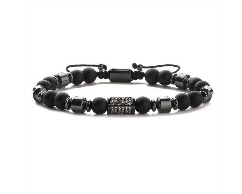 KARMA Armband Schwarz Zirkone Metall Herren Edelsteinarmband modern Herrenarmband (Geschenk für Ihn, Metallarmband), Zugverschluss Herrenschmuck modern von KARMA