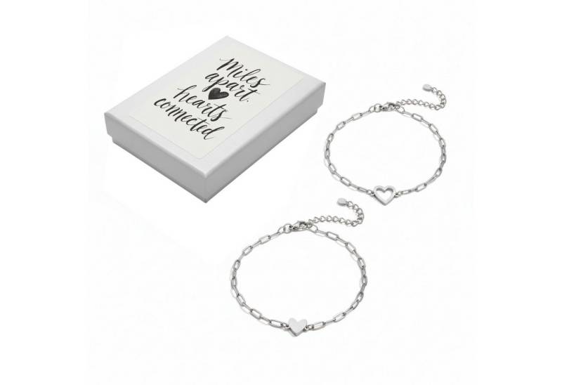 KARMA Armband Set Freundschafts Armband 2er Set Herz Edelstahl (Herzarmbänder, Geschenk für Freundin oder Schwester), Damen 16+4cm, Verstellbar Geschenk von KARMA