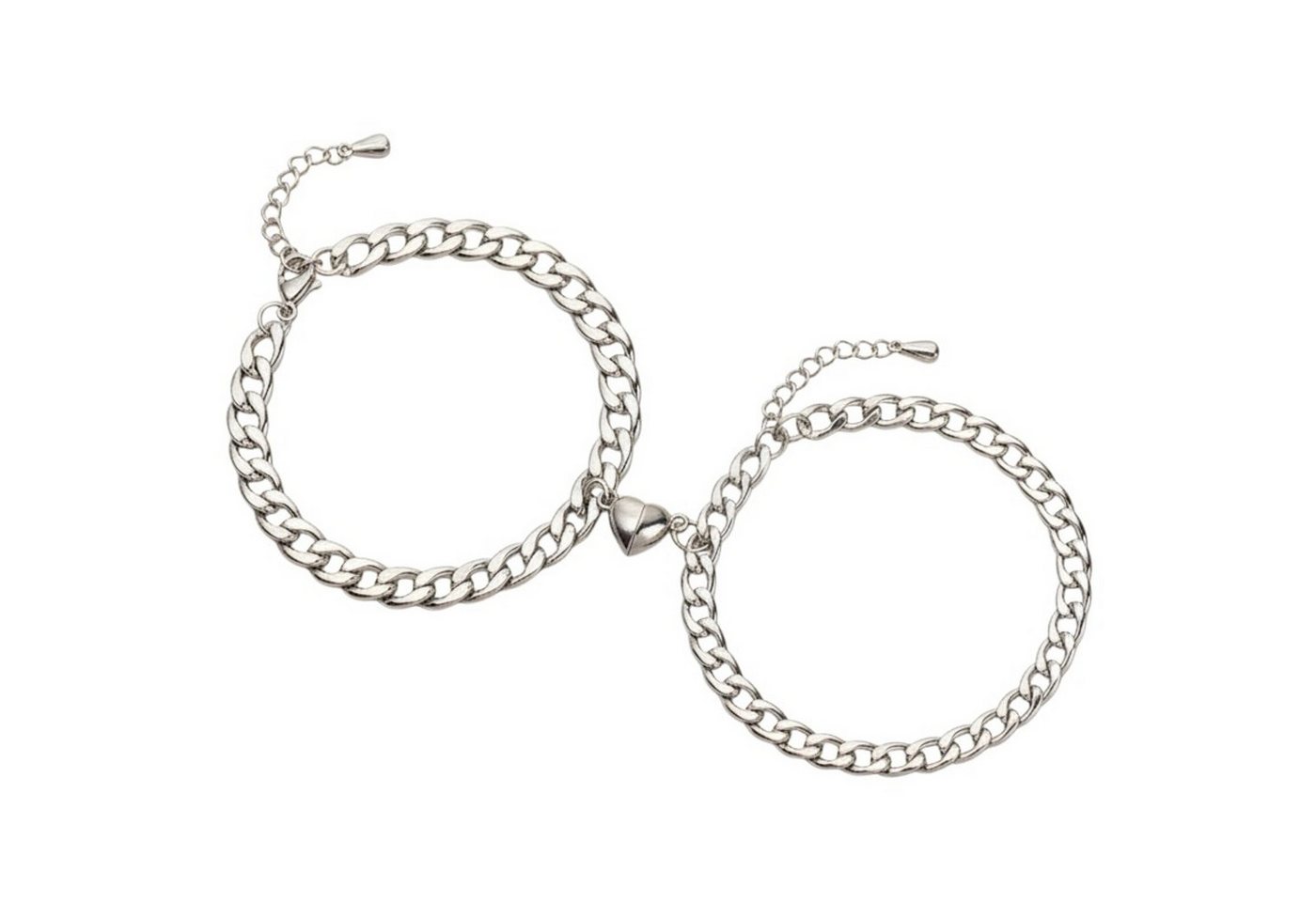KARMA Armband Set Partner Armbänder Edelstahl Silber Pärchen-Schmuck 17 cm (Herzarmband magnetisch Herrenarmband, Armbandset Damenarmband), Liebesschmuck Herz Größe verstellbar von KARMA