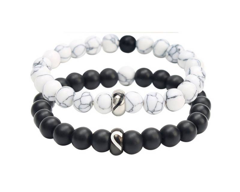 KARMA Armband Set Partnerarmbänder Herz Armband Freundschaftsarmband Paarschmuck (Damen Herren Perlenarmband, 2-tlg., Damenschmuck Herrenschmuck Damenarmband Herrenarmband), modern Unisex Armbandset von KARMA