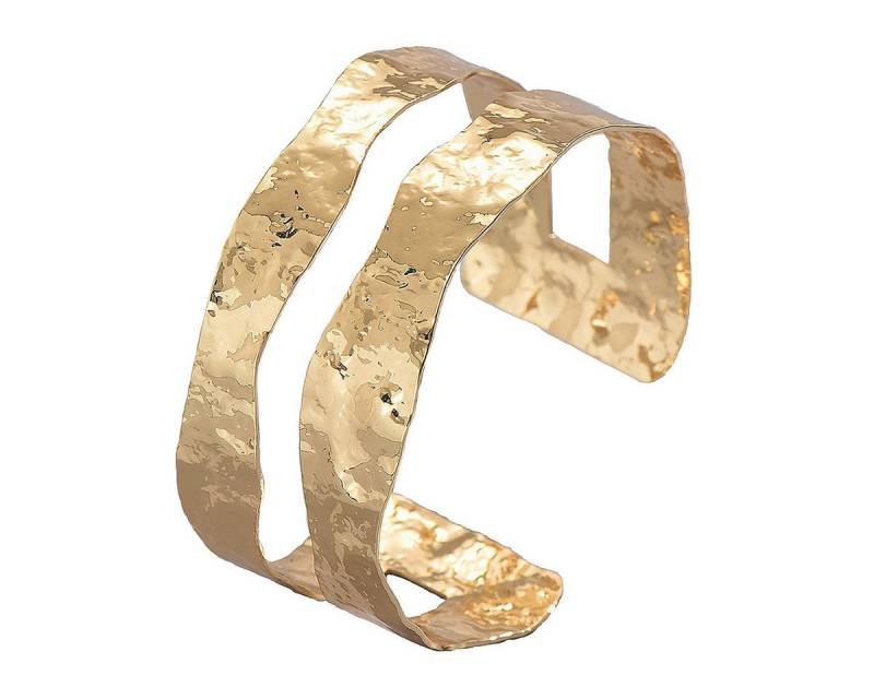 KARMA Armreif Armband Damen Metall Gold gehämmert Armband Metallarmreif Reif (Metallarmband Metallband), Damenarmreif modern Metallarmreif Reif goldfarben von KARMA