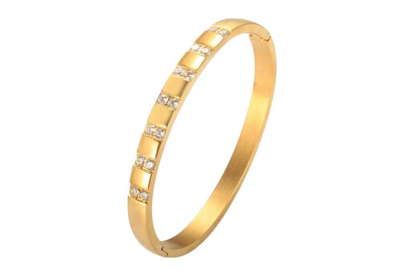 KARMA Armreif Damen Gold oder Silber Titanstahl Kristalle (Titanarmreif Kristallarmreif Metallarmreif, elegant Geschenkidee Damenschmuck Damenarmreif), modernes Design Modeschmuck modern von KARMA