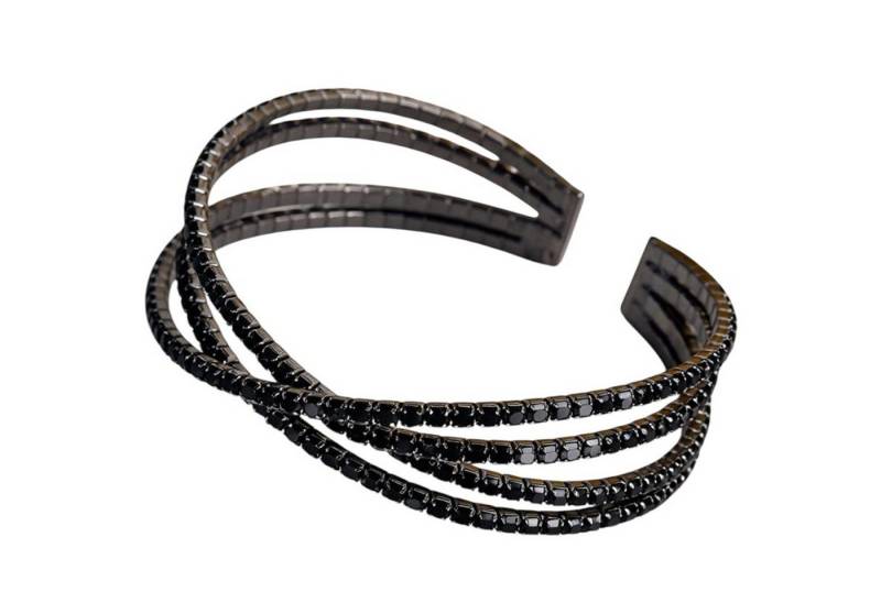 KARMA Armreif Strass Armreif Damen Schwarz (Dehnbar Bequem), Mehrreihiger Statement Look von KARMA