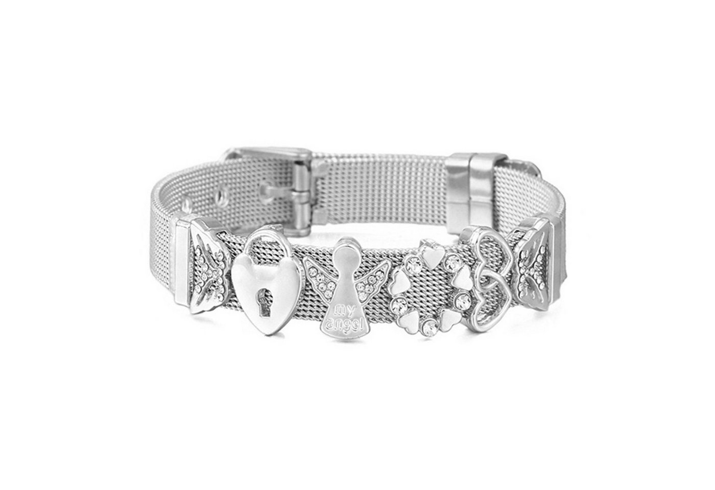 KARMA Charm-Armband Damen Edelstahl 22 cm verstellbar Gold, Roségold oder Silber (Geschenk für Sie, Damenarmband Edelstahlarmband modern), vergoldet Geschenk für Frauen von KARMA