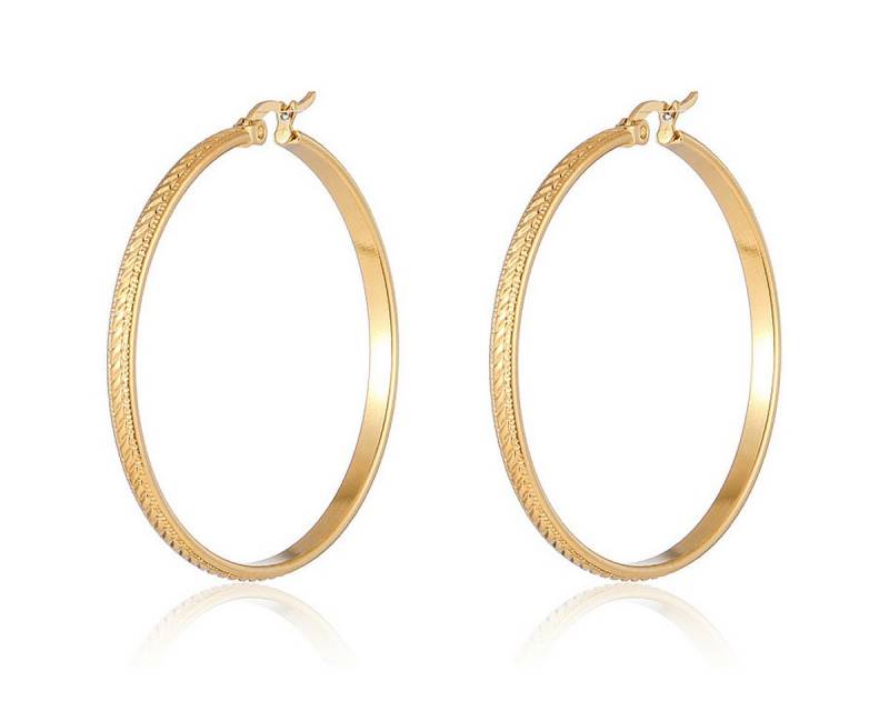 KARMA Creolen-Set Damen Gold Damenohrringe Goldohrringe groß 4,5 cm Durchmesser (vergoldet, 2-tlg., goldene Ohrringe), Kreolen Ohrringe Ohrschmuck Damenschmuck von KARMA