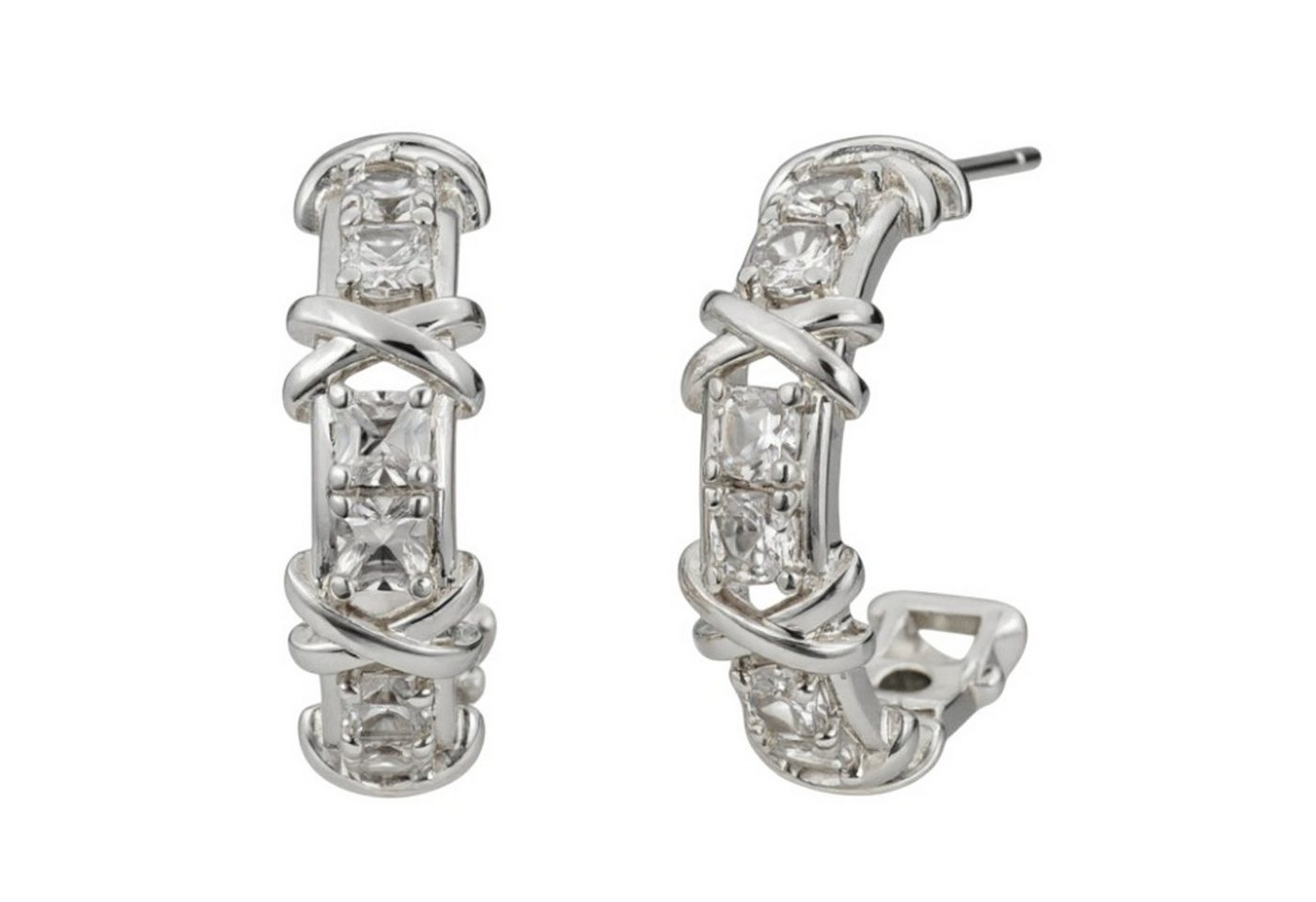 KARMA Creolen-Set Damenohrringe Halbreolen mit Zirkonen besetzt (Funkelnder Schmuck, Damenschmuck Kreolen), Funkelnd, Gold oder Silber (2 cm) von KARMA