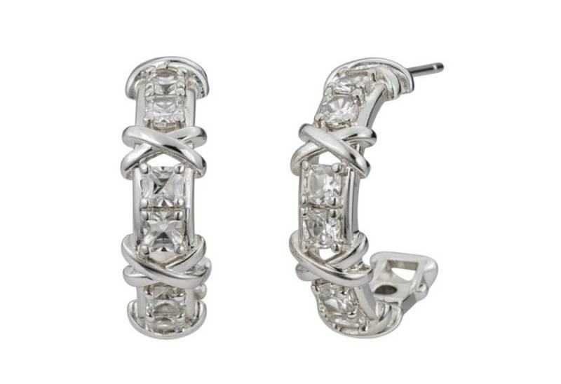 KARMA Creolen-Set Damenohrringe Halbreolen mit Zirkonen besetzt (Funkelnder Schmuck, Damenschmuck Kreolen), Funkelnd, Gold oder Silber (2 cm) von KARMA