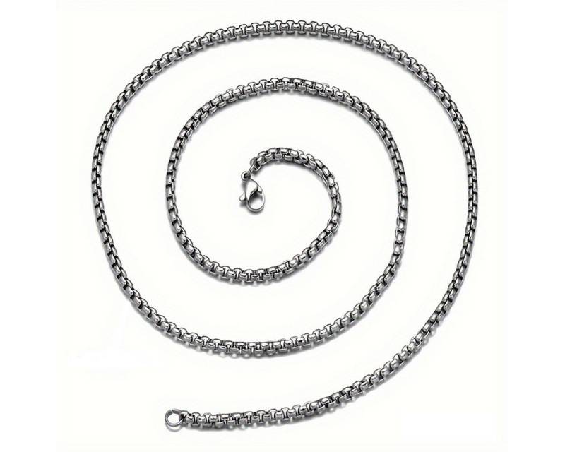 KARMA Edelstahlkette Halskette Herren Damen Halsschmuck Silberkette 55 o. 60 cm (Lieferung im Schmuckbeutel, Erbskette), Herrenschmuck Damenschmuck Karabinerverschluss von KARMA