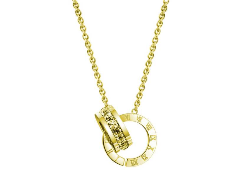 KARMA Edelstahlkette Halskette Ringe Gold vergoldet Damen Kette Edelstahl (Halsschmuck, Geschenk für Sie Damen Kette), Damenhalskette modern Damenschmuck von KARMA
