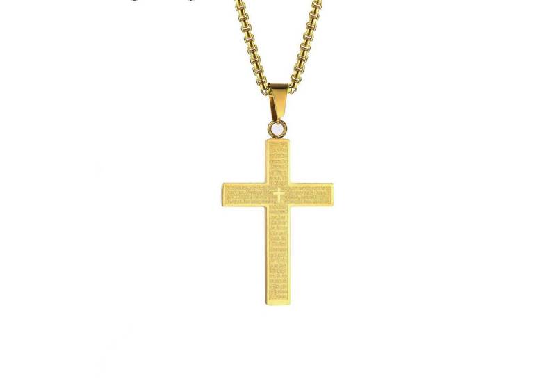 KARMA Edelstahlkette Halskette mit Kreuz Silber Schwarz oder Gold Herren (Geschenk für Ihn modern, Edelstahlhalskette Männer Herrenhalskette), Edelstahl 60 cm Kette Herrenschmuck von KARMA