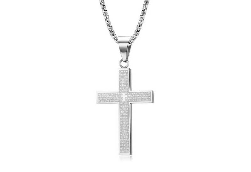 KARMA Edelstahlkette Halskette mit Kreuz Silber Schwarz oder Gold Herren (Geschenk für Ihn modern, Edelstahlhalskette Männer Herrenhalskette), Edelstahl 60 cm Kette Herrenschmuck von KARMA