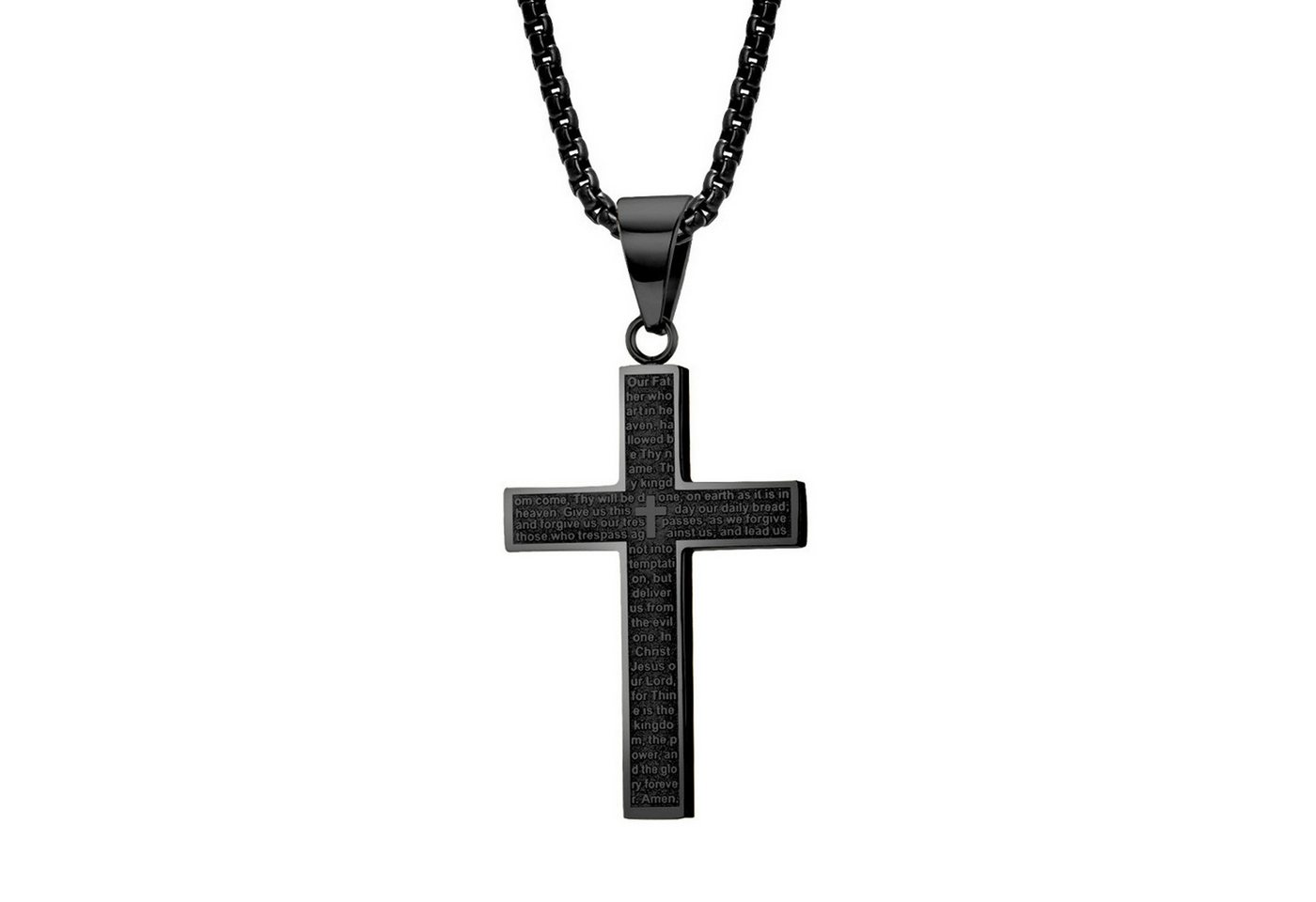 KARMA Edelstahlkette Halskette mit Kreuz Silber Schwarz oder Gold Herren (Geschenk für Ihn modern, Edelstahlhalskette Männer Herrenhalskette), Edelstahl 60 cm Kette Herrenschmuck von KARMA