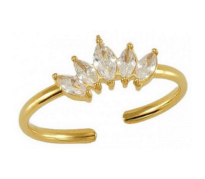 KARMA Fingerring Damenring Edelstahl gold Kristall Damenschmuck Fingerring (Goldring, Modeschmuck Kristallring), Damen Ring Schmuck Edelstahlring verstellbar von KARMA