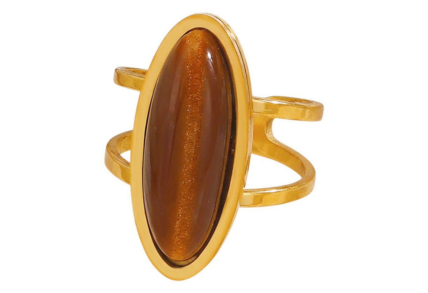 KARMA Fingerring Damenring Gold Stein Braun od. Weiß Ring Edelstahl vergoldet (wasserfest hypoallergen, Damen Geschenk Frauen), verstellbar modern Damenschmuck von KARMA