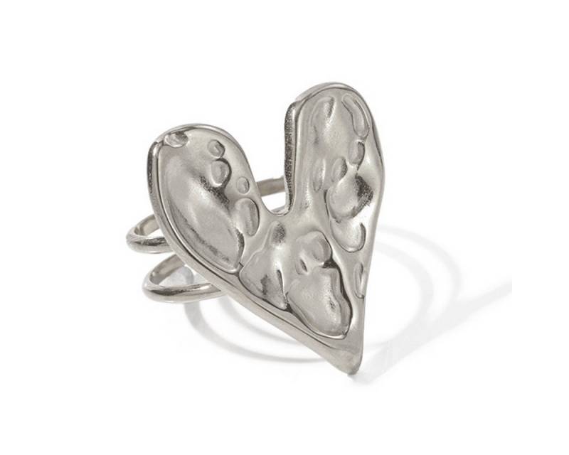 KARMA Fingerring Damenring Herz Edelstahl Gold od. Silber Ring Damenschmuck Herzring (verstellbar Damenfingerschmuck Geschenk für SIe), Metall Edelstahlring Fingerschmuck von KARMA