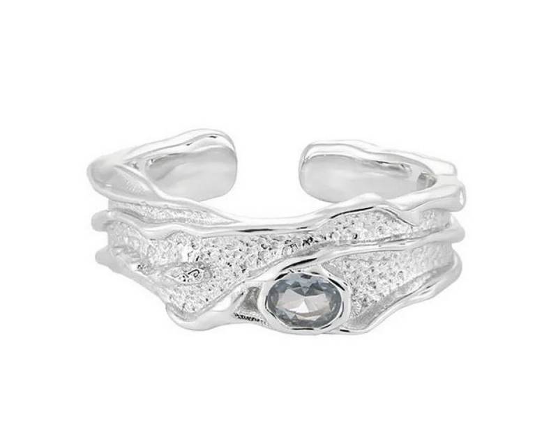 KARMA Fingerring Damenring Silber 925 Sterlingsilber Zirkon Edelstein (Zirkonring Edelsteinring, Damen Geschenk Frauen), verstellbarer Ring Damenschmuck von KARMA
