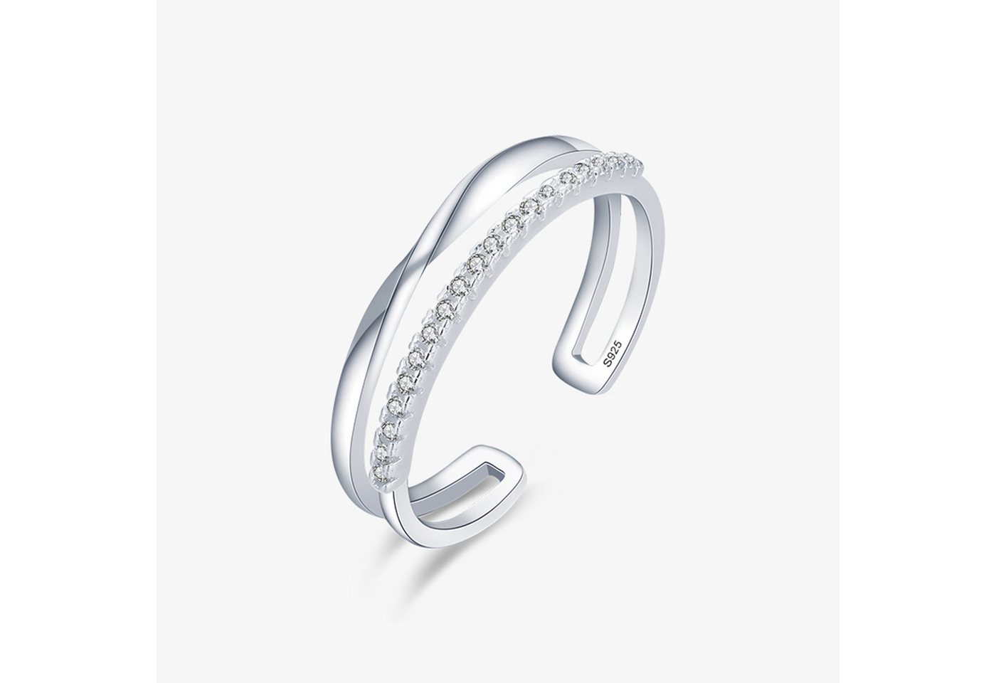 KARMA Fingerring Damenring Silber 925 Sterlingsilber Zirkon Edelstein (modern, Damen Geschenk Frauen), verstellbarer Ring Damenschmuck von KARMA