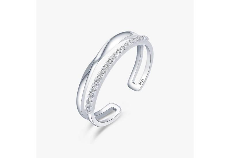 KARMA Fingerring Damenring Silber 925 Sterlingsilber Zirkon Edelstein (modern, Damen Geschenk Frauen), verstellbarer Ring Damenschmuck von KARMA