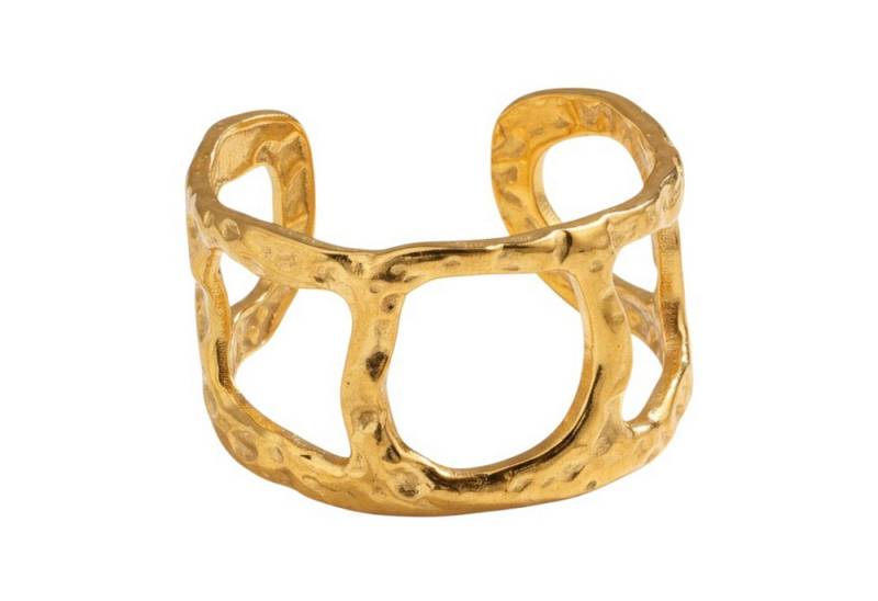 KARMA Fingerring Damenring Statement Ring Gold od. Silber Edelstahl (Geschenk Frauen Fingerring vergoldet, modern Damenschmuck Damen), hypoallergen wasserfest verstellbar von KARMA