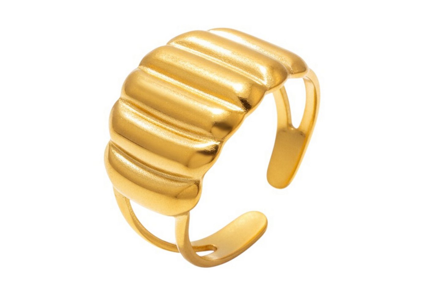 KARMA Fingerring Damenring Statement Ring groß Gold od. Silber Edelstahl (Frauen Fingerring vergoldet, Damenschmuck Damen Geschenk), hypoallergen wasserfest verstellbar modern von KARMA