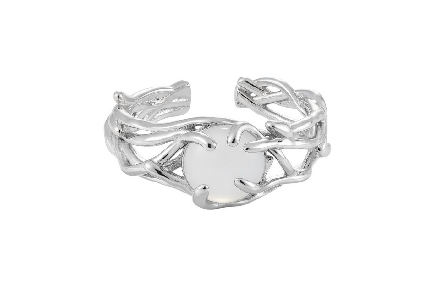 KARMA Fingerring Damenring Tigerauge Ring Silber925 Sterlingsilber (Geschenk Frauen, Damenschmuck Damen), Weiß oder Braun verstellbar modern von KARMA