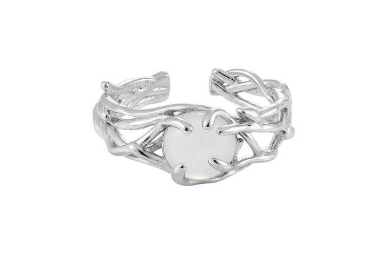 KARMA Fingerring Damenring Tigerauge Ring Silber925 Sterlingsilber (Geschenk Frauen, Damenschmuck Damen), Weiß oder Braun verstellbar modern von KARMA