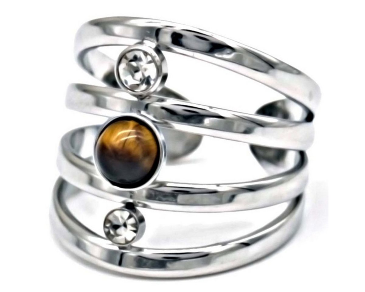 KARMA Fingerring Damenring silber Edelstahl mit Kristallen, Ring Damen Silberring Damenschmuck von KARMA