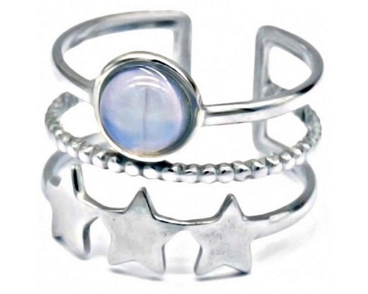 KARMA Fingerring Damenring silber blau Edelstahl mit Sternen, Ring Damen Silberring Damenschmuck von KARMA