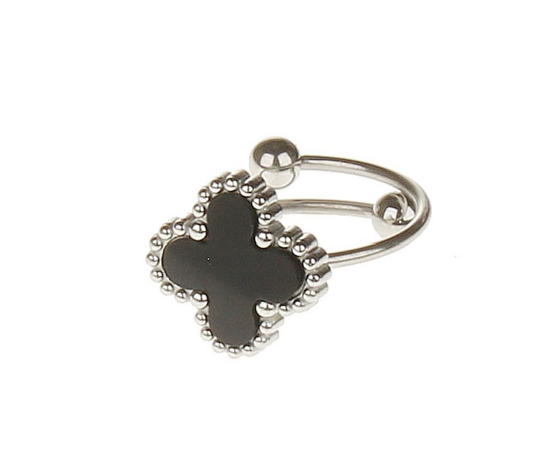 KARMA Fingerring Damenring silber schwarz Perlmutt Fingerring, Silberring Damen Schmuck Größe verstellbar von KARMA