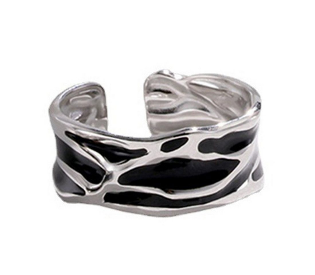 KARMA Fingerring Edelstahlring Silber Schwarz Damen Ring Fingerring Damenring (mehrfarbig), unregelmäßiger Damenring Damenschmuckstück von KARMA