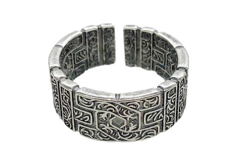 KARMA Fingerring Herrenring Gravur Altsilber Legierung Silber Gr. 53 - 60 (Unisex Damen Damenring Damenschmuck, Modeschmuck 17-19 cm modern), verstellbarer Ring Herren Geschenk Männer von KARMA