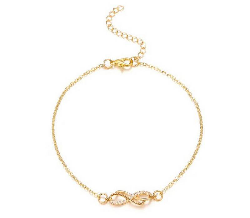 KARMA Fußkette Fußkettchen Infinity silber, gold od. Rosé Metall Fußschmuck Fusskette (Damenschmuck), Geschenk für Sie Unendlichkeitszeichen von KARMA
