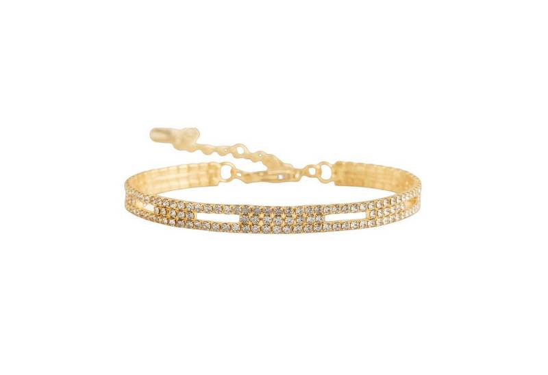 KARMA Fußkette Fußkettchen Strass Silber oder Gold 15 cm (Strassteine, Urlaub Strand Abendmode Accessoires), modern filigrane Fusskette Fußschmuck von KARMA