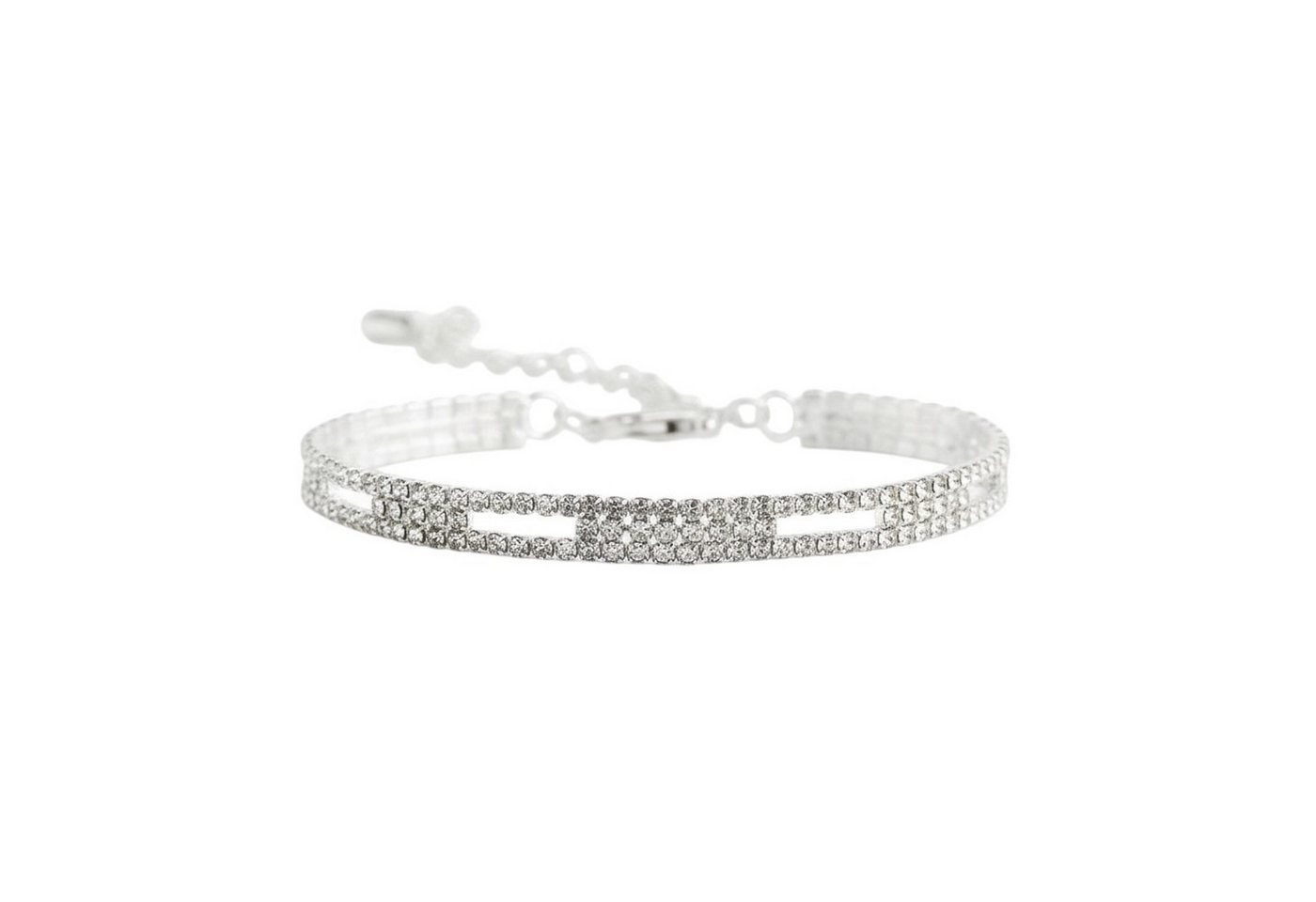 KARMA Fußkette Fußkettchen Strass Silber oder Gold 15 cm (Strassteine, Urlaub Strand Abendmode Accessoires), modern filigrane Fusskette Fußschmuck von KARMA