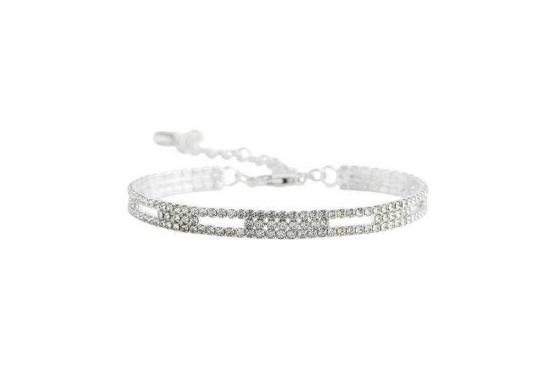 KARMA Fußkette Fußkettchen Strass Silber oder Gold 15 cm (Strassteine, Urlaub Strand Abendmode Accessoires), modern filigrane Fusskette Fußschmuck von KARMA