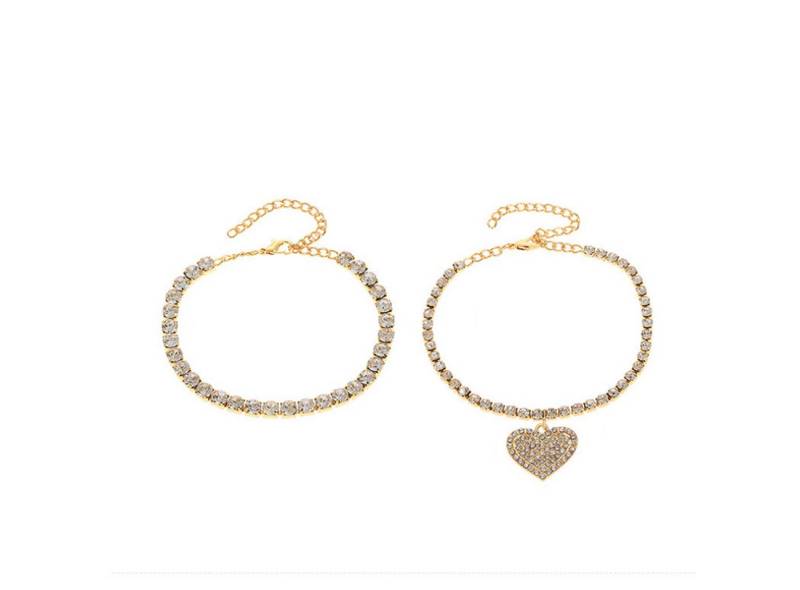 KARMA Fußketten Set Fußkettchen Herz Schmuckset Silber, Roségold oder Gold (Accessoires Fußkettenset, Urlaub Strand Abendmode), 2er Set Fusskette Fußschmuck von KARMA