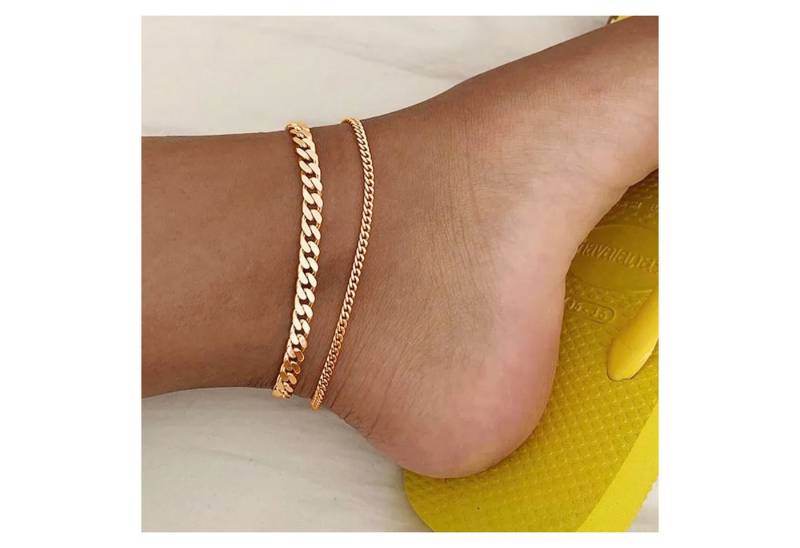 KARMA Fußketten Set Fußkettchen Schmuckset Silber oder Gold (Fußkettenset, Strand Abendmode Accessoires), 2er Set Fusskette Fußschmuck Urlaub von KARMA
