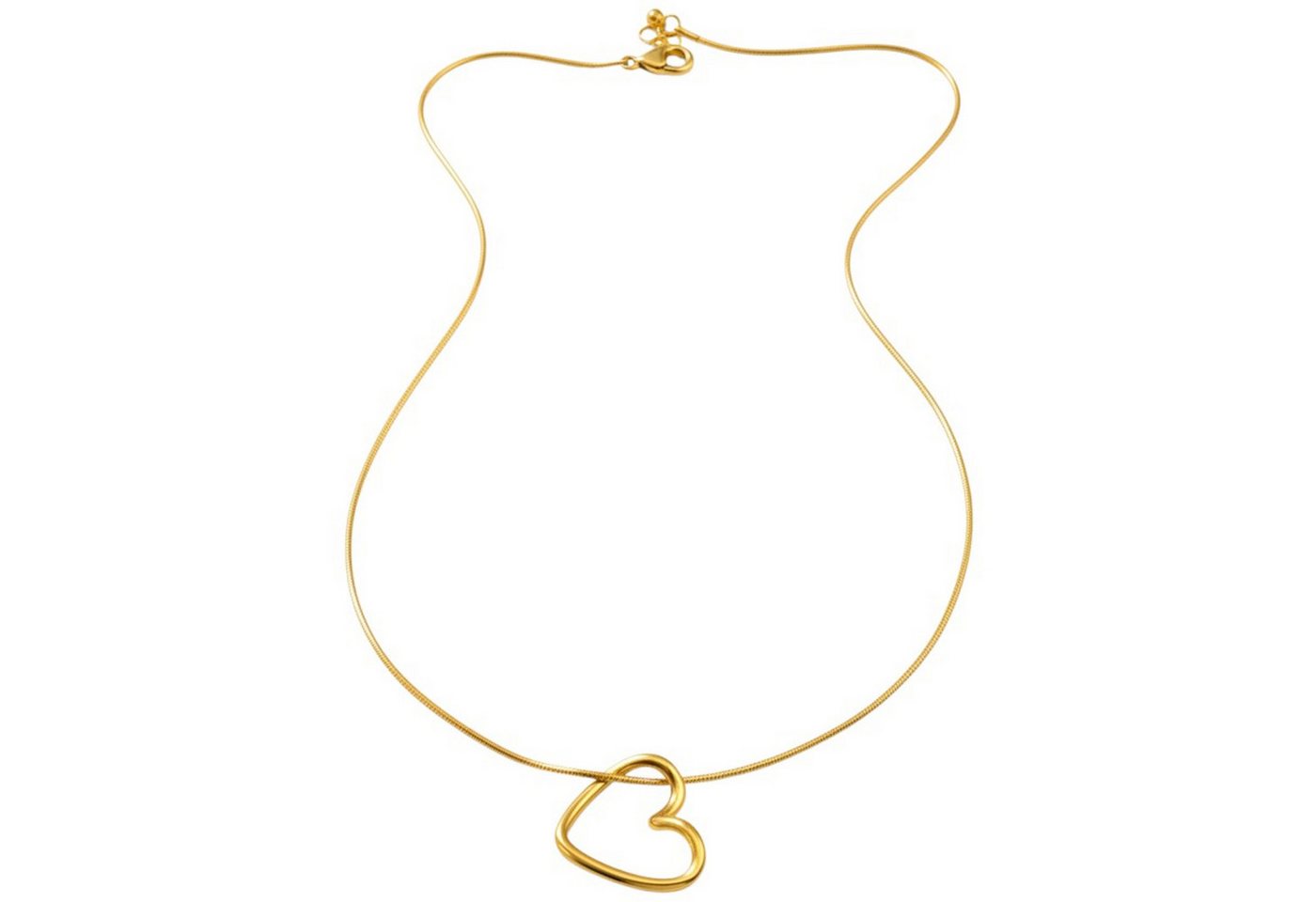 KARMA Kette mit Anhänger Damen Herz Silber oder Gold 40 cm Edelstahl (Geschenk für sie, Damenhalskette Edelstahlhalskette), Herzkette für Frauen modern von KARMA