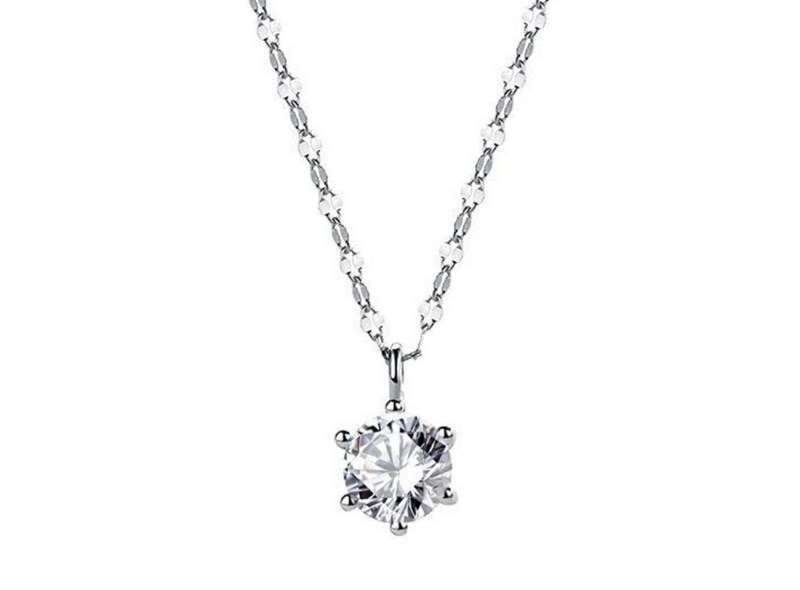 KARMA Kette mit Anhänger Halskette Damen 925 Silber mit Zirkon Anhänger 0,7 cm (Geschenk für Frauen, Geschenkbox Funkelnde Zirkon-Kette), Kette 40 cm Federringverschluss von KARMA