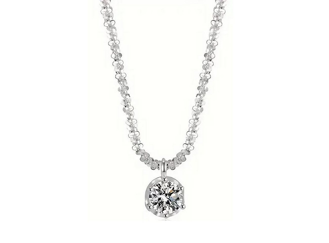 KARMA Kette mit Anhänger Halskette Damen 925 Silber mit Zirkon Anhänger 1 cm (Damenhalskette, Funkelnde Zirkonkette Geschenk für Frauen), 42 cm Karabinerverschluss Geschenkbox von KARMA