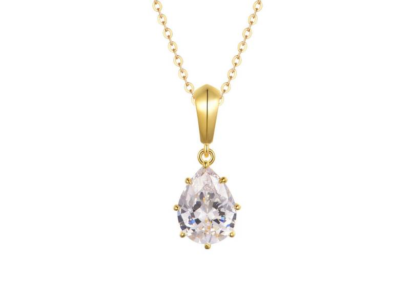 KARMA Kette mit Anhänger Halskette Damen Gold 925 Silber vergoldet mit Zirkonia Anhänger (Geschenk für Frauen, Funkelnde Zirkoniakette), 42 cm Karabinerverschluss Geschenkbox von KARMA