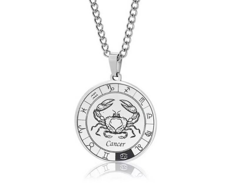 KARMA Kette mit Anhänger Halskette Edelstahl Sternzeichen Anhänger Silber modern (Astrologie Kette Damen Herren Sternzeichenkette Silberfarben), Unisex Damenhalskette Herrenhalskette Edelstahlkette von KARMA