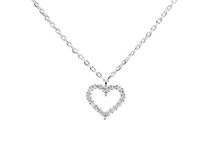 KARMA Kette mit Anhänger Halskette Herz Damen 925 Silber mit Kristall (Geschenk für Frauen Herzkette, Funkelnde Kristallkette Schmuckbox), 40 cm Federringverschluss von KARMA