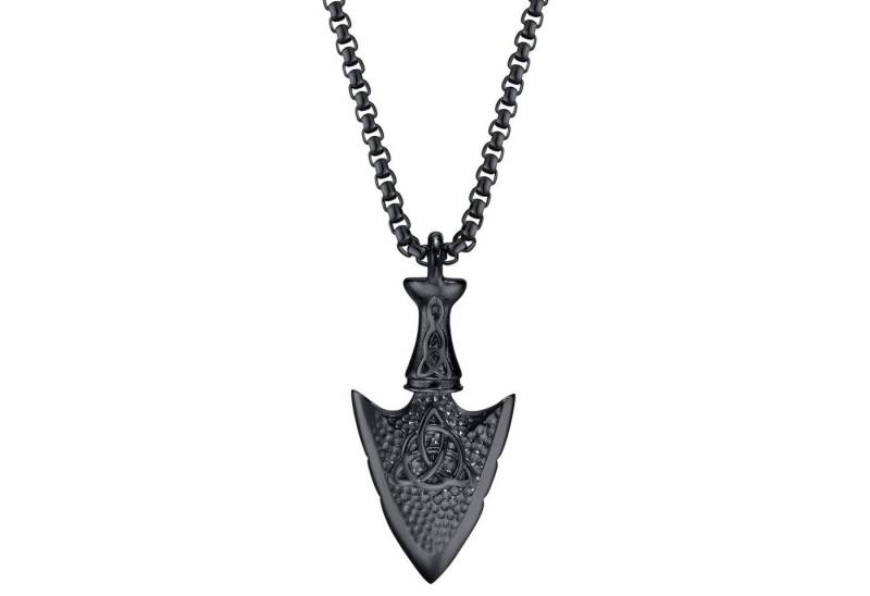 KARMA Kette mit Anhänger Halskette Pfeilspitze Silber od. Schwarz Herren Edelstahl (wasserfest hypoallergen Edelstahlkette, Herrenhalskette modern Geschenk für Ihn), 60 cm Kette Herrenschmuck Männer von KARMA